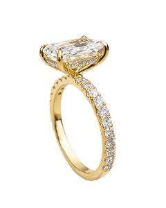 14k Yellow/White Gold Radiant Ring with 3.08 CT CTR and 3.90CT TTL - IGI Certified - VS2 - Color D