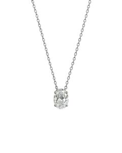 14K White Gold 2.05CT Lab Diamond Oval Necklace VS1 Pendant - IGI Certified