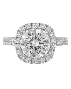 14K White Gold Halo Engagement Ring with 2.0CT Round Center Natural Diamond and 1.5CTW Accent Diamonds – VS2, IGI Certified