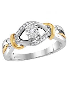 10K White Gold Diamond Promise Ring Engagement Ring Two Tone 1/10ctw