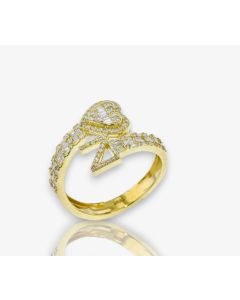 14k Gold 4/5 carat Natural Diamonds Initial with Heart Love Rings A-Z in Yellow, White, and Rose Gold-Z Yellow Gold 