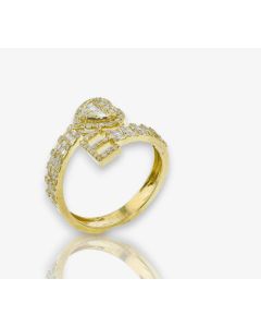14k Gold 4/5 carat Natural Diamonds Initial with Heart Love Rings A-Z in Yellow, White, and Rose Gold-E Yellow Gold 