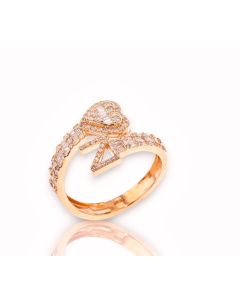 14k Gold 4/5 carat Natural Diamonds Initial with Heart Love Rings A-Z in Yellow, White, and Rose Gold-Z Rose Gold 