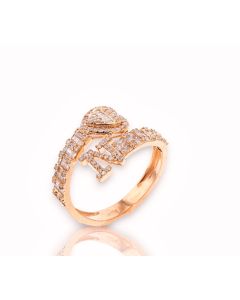 14k Gold 4/5 carat Natural Diamonds Initial with Heart Love Rings A-Z in Yellow, White, and Rose Gold-N Rose Gold 