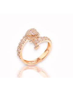 14k Gold 4/5 carat Natural Diamonds Initial with Heart Love Rings A-Z in Yellow, White, and Rose Gold-I Rose Gold 
