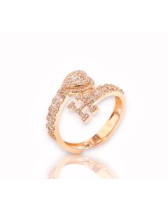 14k Gold 4/5 carat Natural Diamonds Initial with Heart Love Rings A-Z in Yellow, White, and Rose Gold-H Rose Gold 