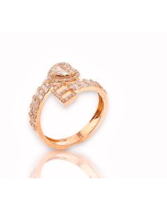 14k Gold 4/5 carat Natural Diamonds Initial with Heart Love Rings A-Z in Yellow, White, and Rose Gold-E Rose Gold 