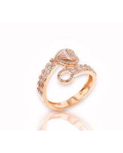 14k Gold 4/5 carat Natural Diamonds Initial with Heart Love Rings A-Z in Yellow, White, and Rose Gold-C Rose Gold 