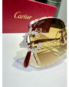 Cartier Glasses Rimless Custom Diamond sunglasses with 3.2 carats Natural VS diamonds and diamond cut lenses 