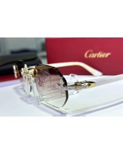 Cartier Glasses White Pearls 4.0ctw Natural Diamonds Chrome set 10k Yellow Gold