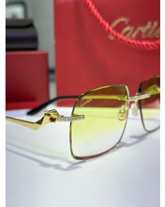 Cartier Rimless Panthere Sunglasses with 2.0 ct Natural Diamonds set in 10k Gold