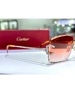 Cartier Classic C Decor Sunglasses Full Iced out New with 5.5 carats VS Lab diamonds