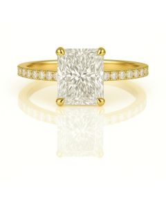 14KT White Gold Radiant 3.01 carat Lab Diamond Ring with 0.50 Accent Stones