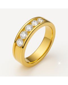 10KT Gold Men's Wedding Band with 0.54 CTW Lab-Grown Diamonds – 21.4mm Wide