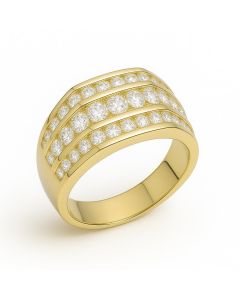 14KT White Gold with 2 Carat Diamonds Men Ring- 11g Weight- 23.12mm Wide