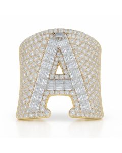 10KT White Gold Men's Diamond Ring – Letter 