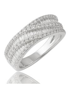 10KT White Gold Baguette Men Ring with 1.25 CTW and 5.17g - 25.46mm