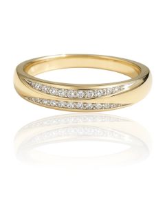 10KT White Gold Men's Diamond Crossover Band 0.10 CTW – 2.49g, 24.76mm Wide