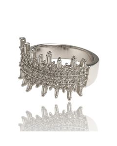 10K White Gold Irregular Baguette Diamond Ring – 2.30 CTW, 9.19g, 24.93mm Wide