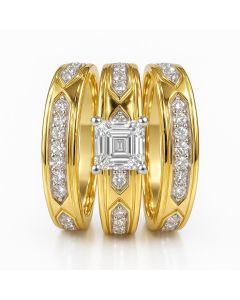 10KT Yellow Gold with 0.55CT Natural Diamonds- TRIO SET