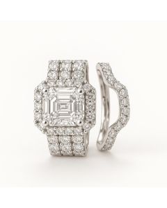 14KT White Gold with 3.0Ct Natural Diamonds -  DUO SET