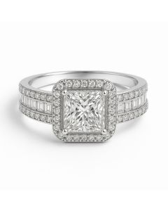 14KT White Gold  Princess Cut With 2.25 CT Center - 5.25CTW Lab Grown Diamond - VS1 (E) - IGI Certied
