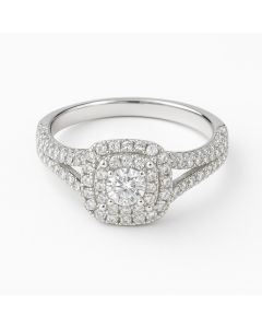 14k White Gold three Rows Diamond with Split Shank  - 2.0CTW Lab Diamonds and 4.43GW