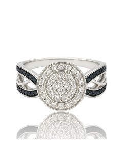 10K Two Toned Ring, Natural Diamond Twist Design, 0.2CT, SI1-SI2 Clarity