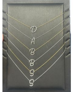 10K yellow Gold Cursive Initials Necklace with 0.20CT natural Diamonds - 18