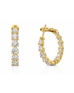 10K Yellow Gold Heart-Shape Diamond Hoop Earrings – 2.26 CT Lab-Grown Diamonds