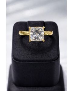 14K Yellow Gold Princess Cut Lab-Grown Diamond Ring – 3.08 CT Center, 3.23 CTW – IGI Certified