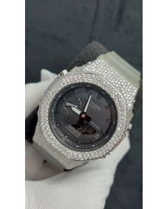 Custom Moissanite G-Shock GA-2100 Watch White Bezel