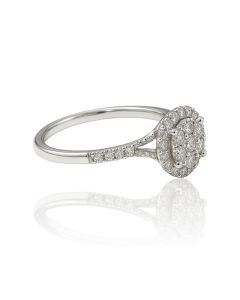 10K White Gold Diamond Engagement Ring, 0.25 CTW Natural Diamonds, Halo Design, S1 Clarity, G-H Color