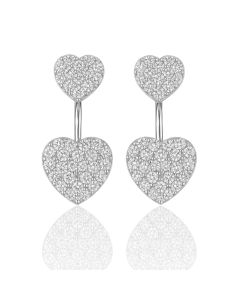 10KT White Gold Two-Heart Earrings 1.50CTW Natural Diamonds 5.34g 0.87