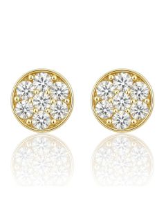 14KT Yellow Gold Stud Earrings 1.55CTW Natural Diamond 10-Pointer 9.50mm