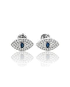 10KT Evil Eye Women Studs with 0.3CT of Natural Diamonds - 1.6g - 11.38mm wide