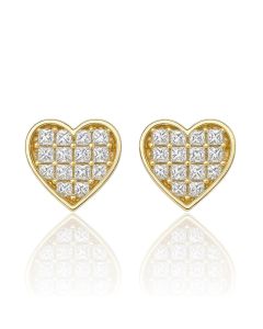 10KT Yellow Gold Heart Shape Women Studs with 0.19CT Natural diamonds - 1.19g - 8.45mm wide