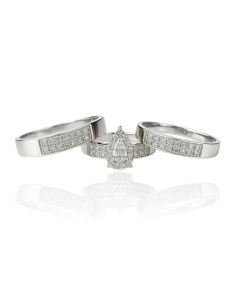 10KT White Gold with 0.45CT Natural Diamonds - TRIO SET