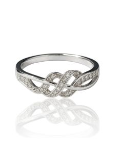 10KT White Gold Diamond Infinity Ring, 0.12 CTW Natural Diamonds, Twist Design