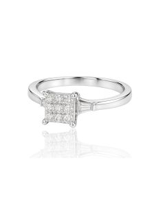 10K Gold Diamond Square Cluster Ring, 0.40 CTW Natural Diamonds