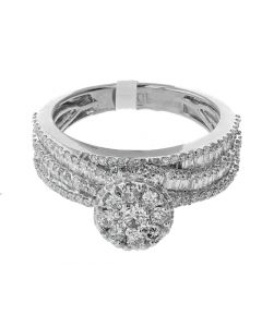 10K White Gold Baguette Bridal Ring 2ctw Diamond