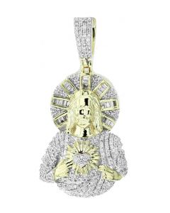 10K Gold Jesus Pendant 0.71 Ctw