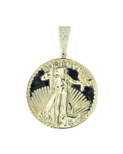 14k Yellow Gold United States Of America Liberty Coin 0.55ctw Diamond 
